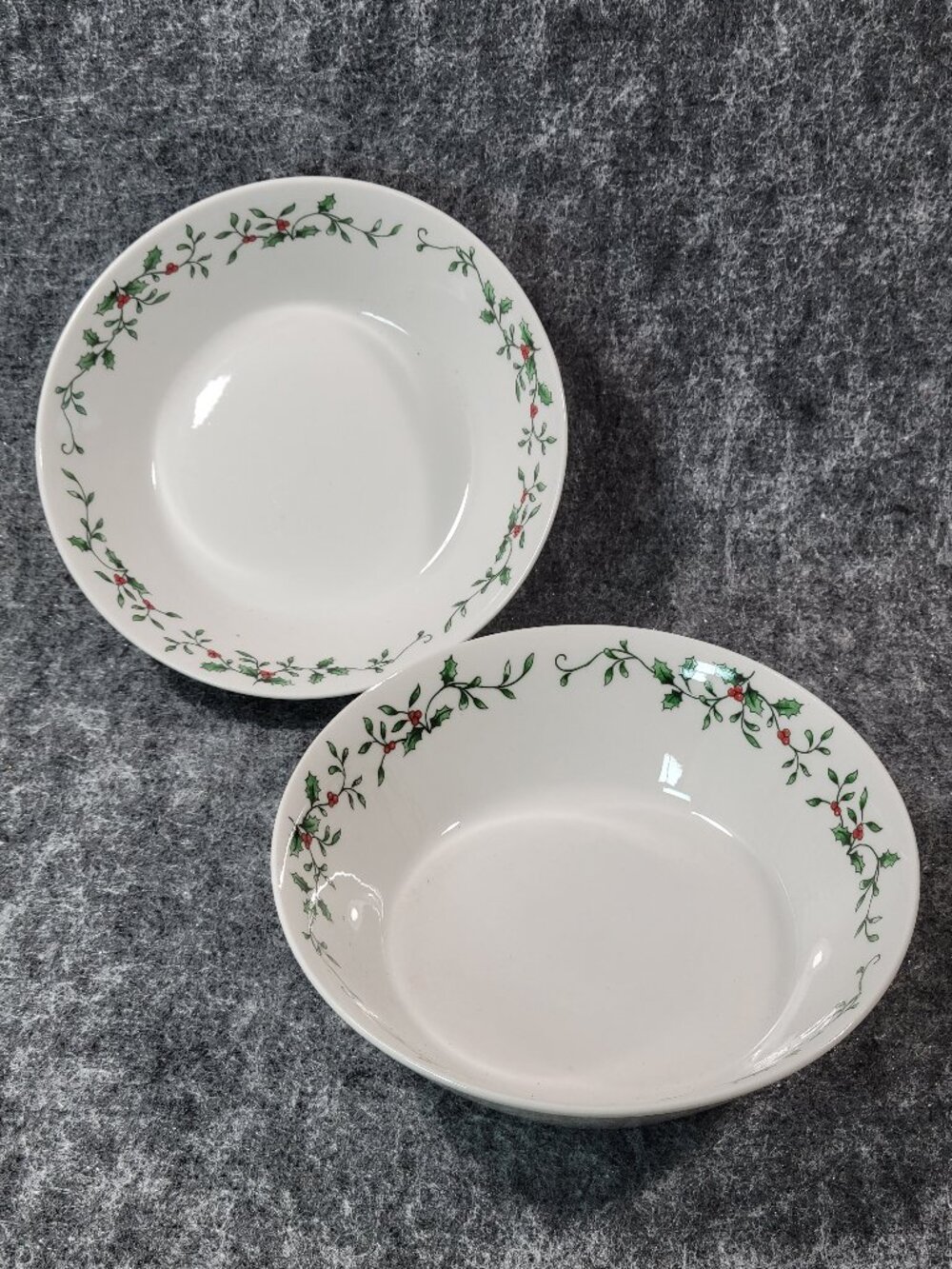 Vintage Set of 2 Coupe Cereal Bowls “Holly On Rim” RN4 by Royal Seasons